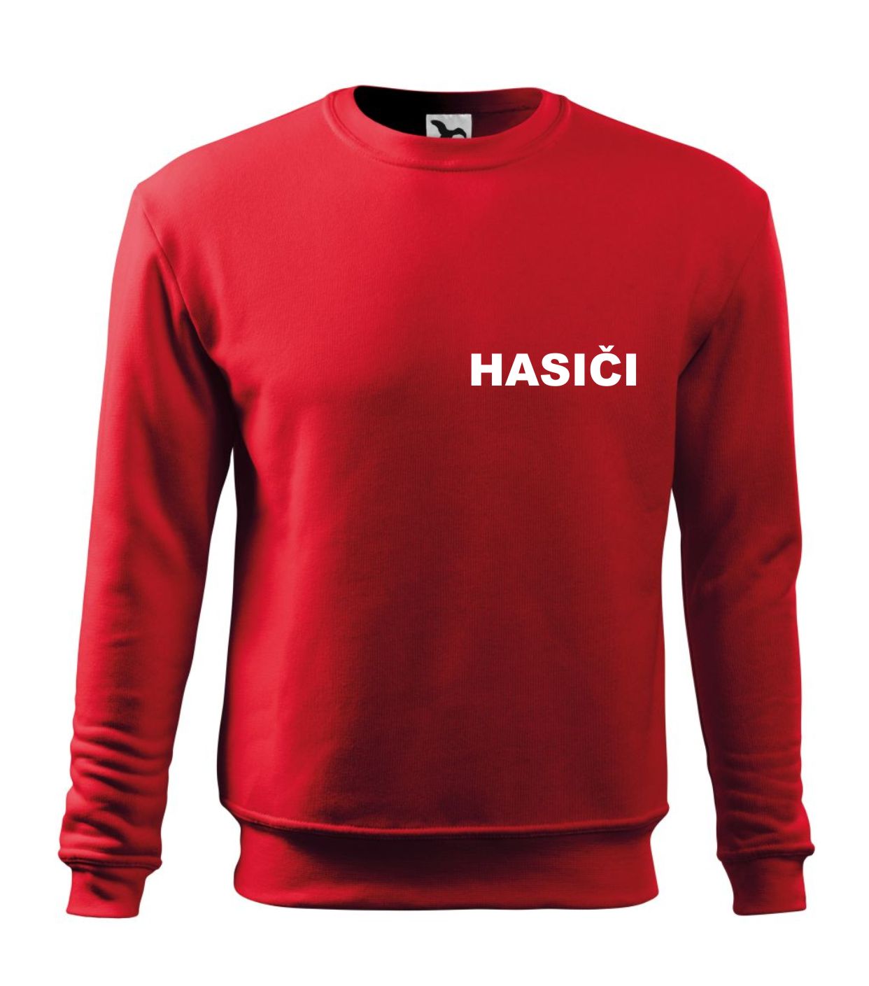 Červená mikina s nápisom HASIČI