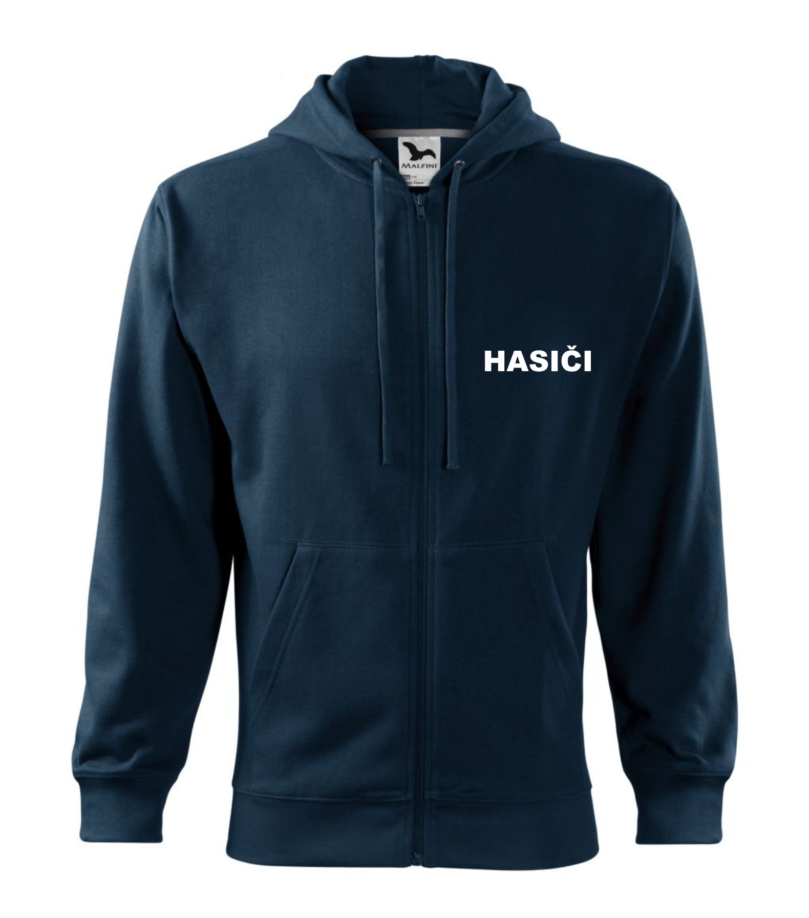 Tmavomodrá mikina s nápisom HASIČI
