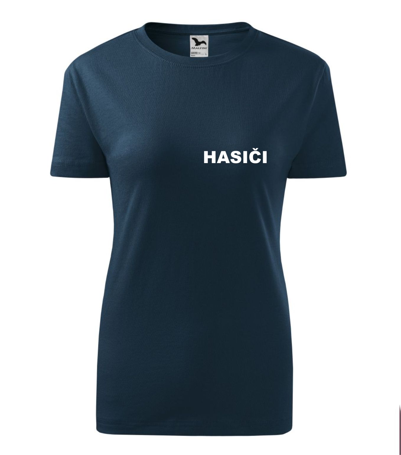 Dámske tmavomodré tričko s nápisom HASIČI