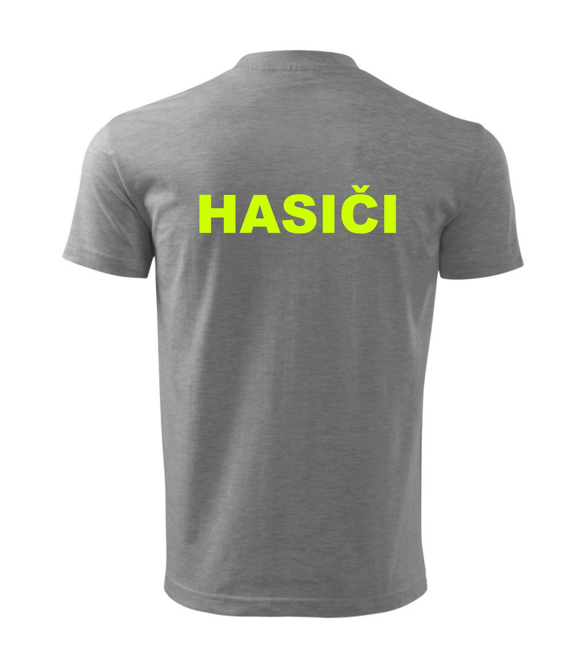 Sivé tričko s nápisom HASIČI