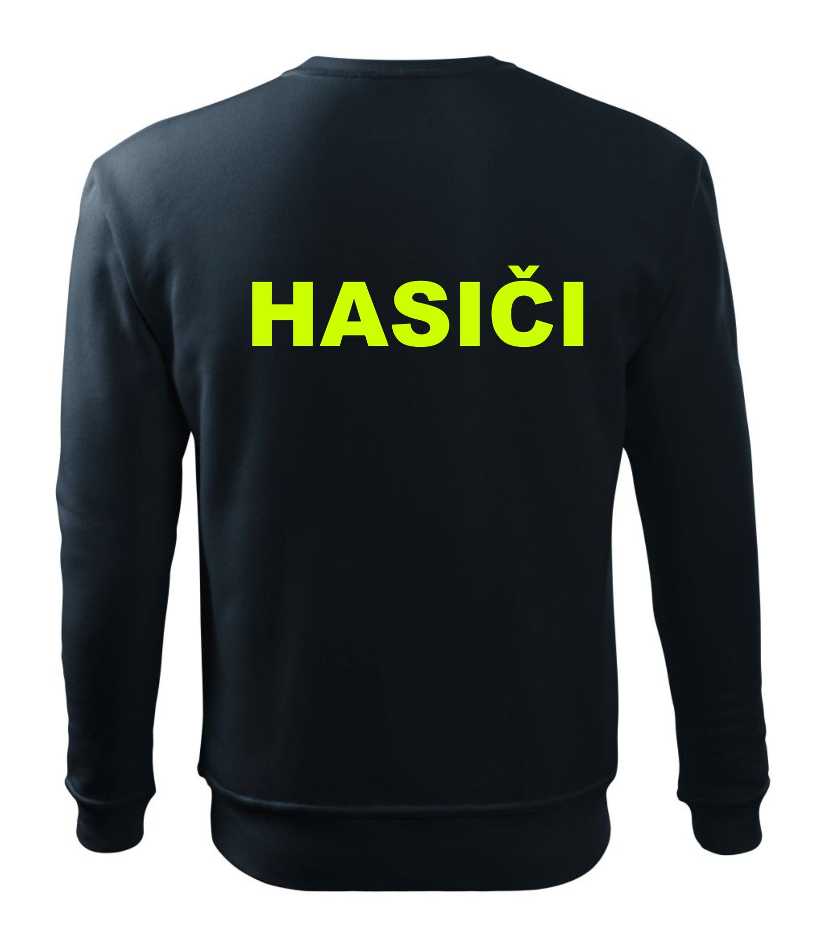 Tmavomodrá mikina s nápisom HASIČI