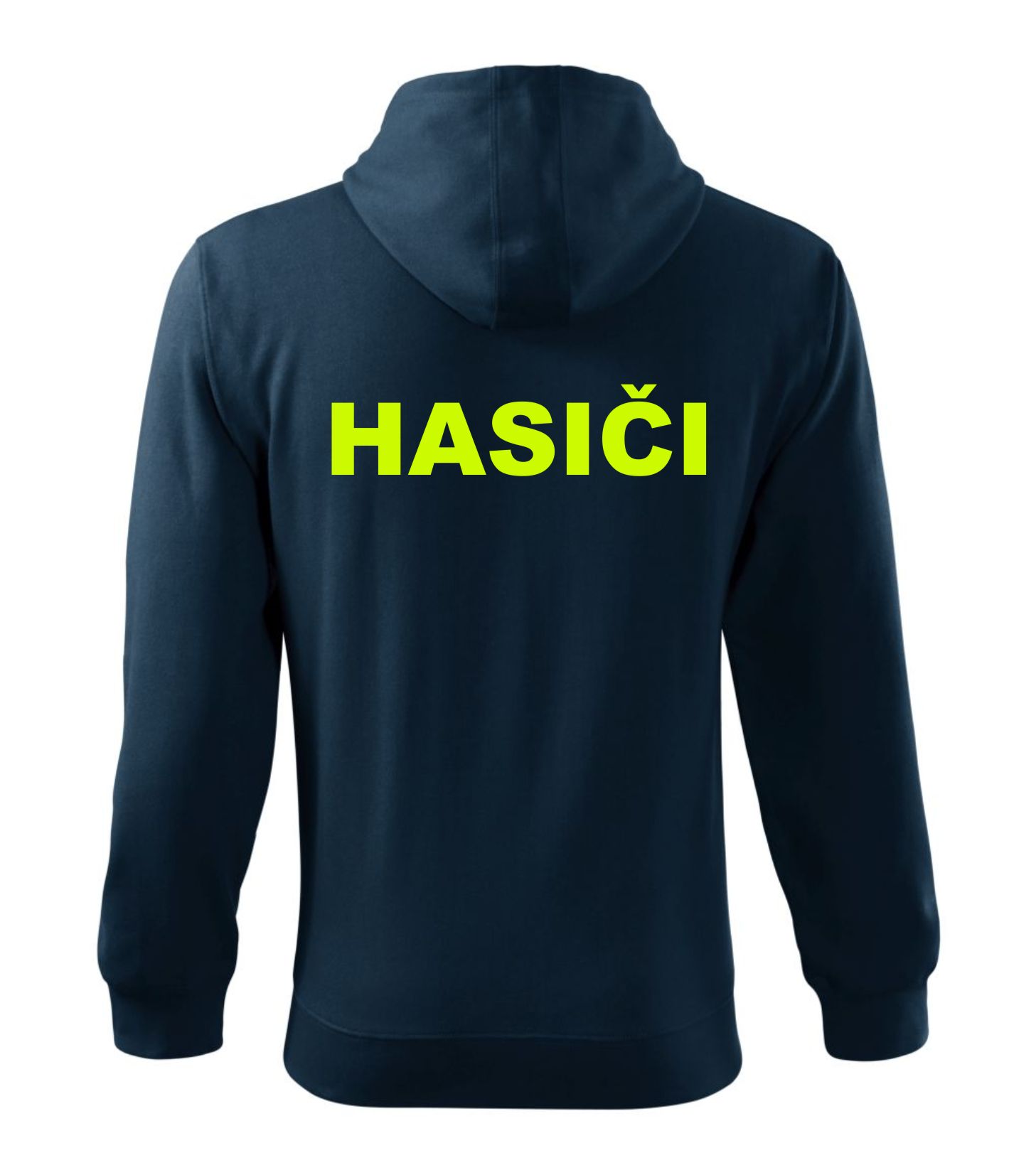 Tmavomodrá mikina s nápisom HASIČI