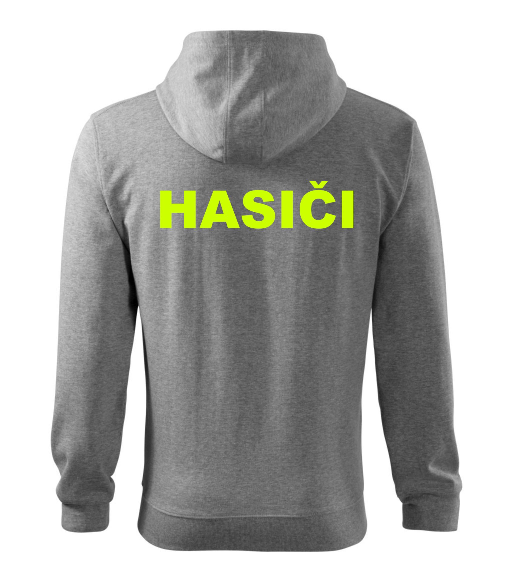 Sivá mikina na zips s nápisom HASIČI