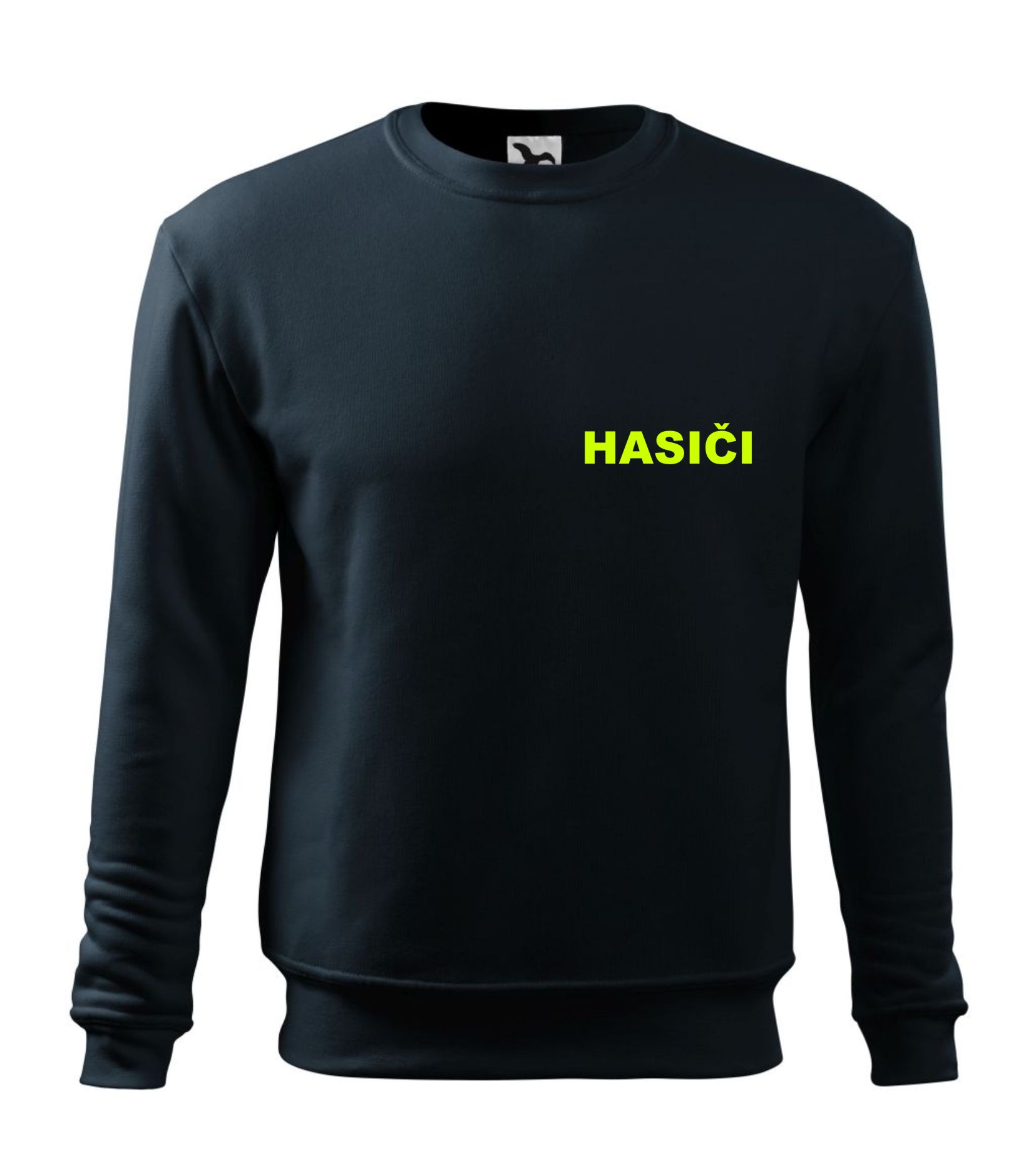 Tmavomodrá mikina s nápisom HASIČI