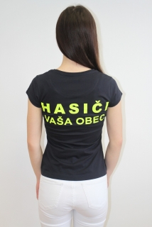 Tričko s neónovým nápisom HASIČI