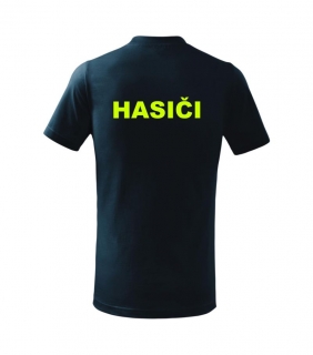 Tmavomodré tričko s nápisom HASIČI