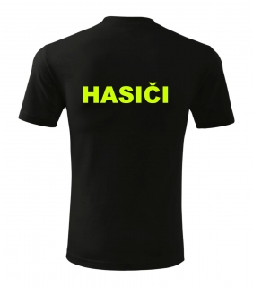 Čierne tričko s nápisom HASIČI