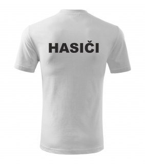 Biele tričko s nápisom HASIČI