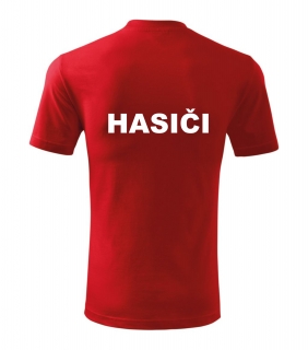 Červené tričko s nápisom HASIČI