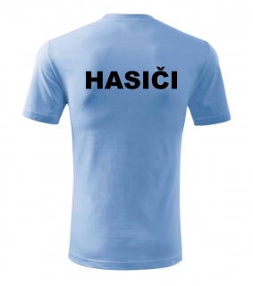 Bledomodré tričko s nápisom HASIČI