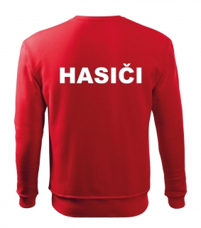 Červená mikina s nápisom HASIČI