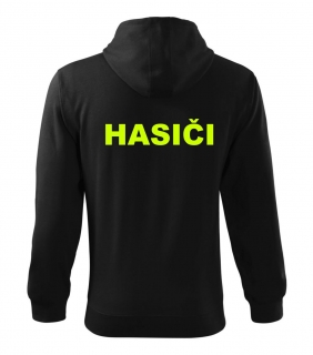 Čierna mikina na zips s nápisom HASIČI