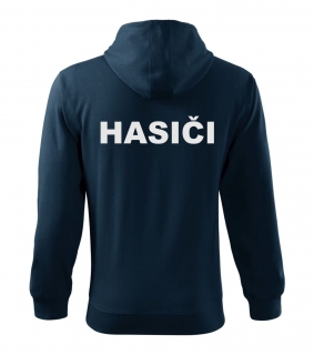 Tmavomodrá mikina s nápisom HASIČI