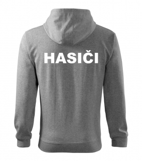 Sivá mikina na zips s nápisom HASIČI
