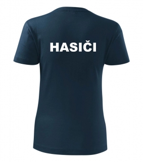 Dámske tmavomodré tričko s nápisom HASIČI